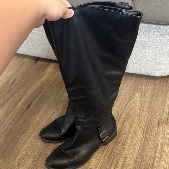 Black Jourdan Leather Knee-High Boots Size 7.5 - Picture 3 of 8